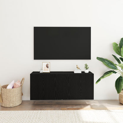 Tv Wandkast 100X30X41 Cm Gelaagd Hout 100 cm Zwart Eiken