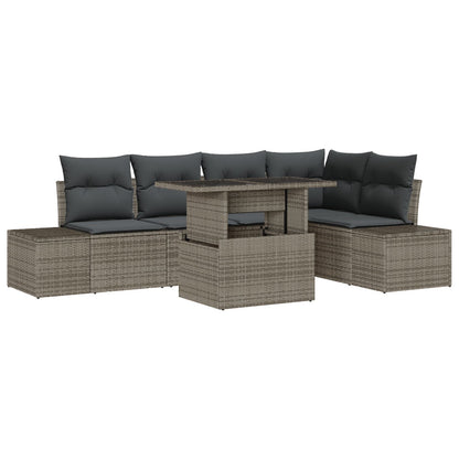 Tuinbankenset Set Van 6 Grijs Rattan, Polyester Kussens