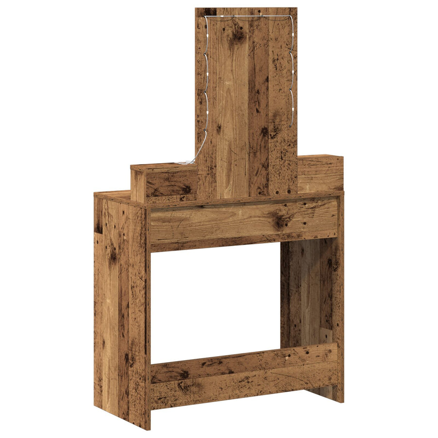 Kaptafel Met Led Verlichting - Vintage Houten Stijl, Oude hout 79 x 41 x 140 cm