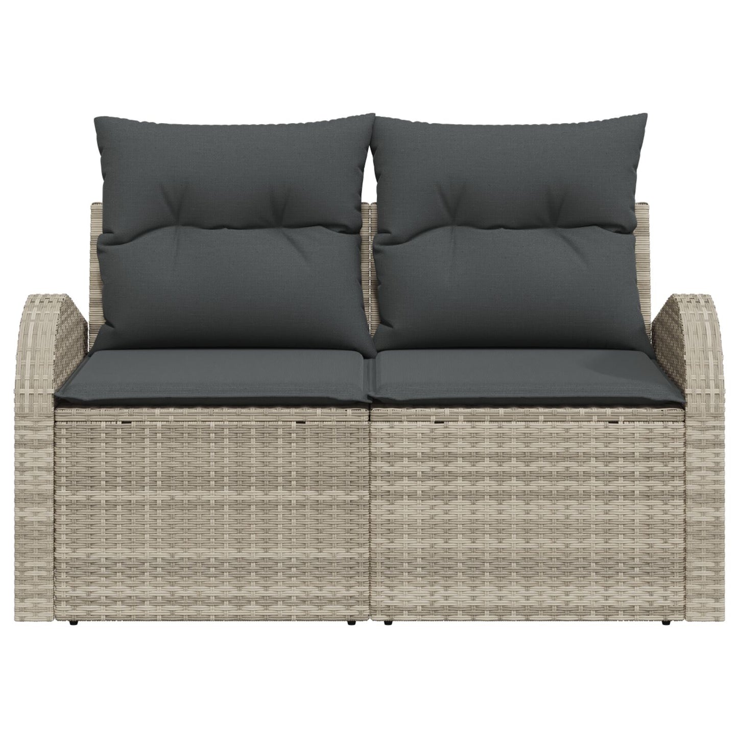 2-Persoons Tuin Sofa & Kussens Poly Rattan Licht grijs met opslag
