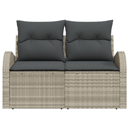 2-Persoons Tuin Sofa & Kussens Poly Rattan Licht grijs met opslag