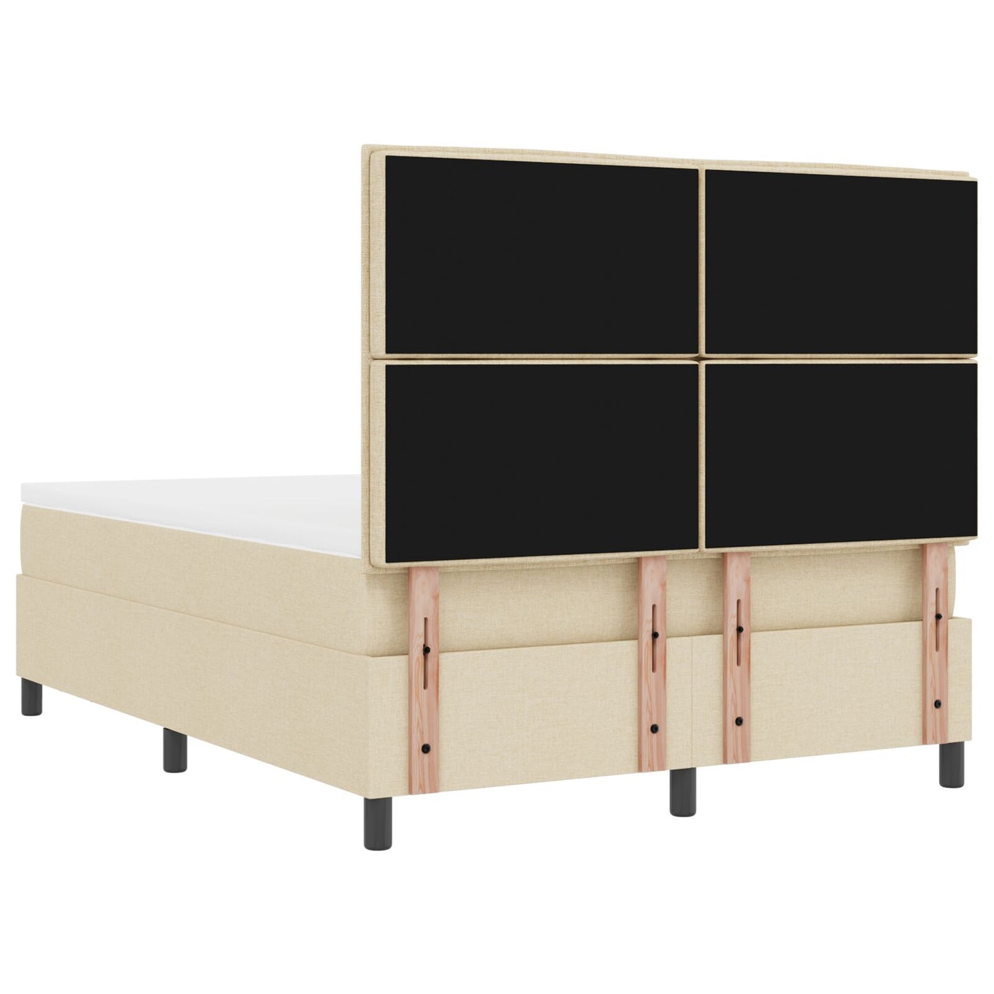 Boxspringbed Met Matras En Bank In Kleur Van Stof Crème 160 x 200 cm Lijnen ontwerp