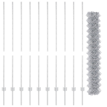 Kettingschutting Met 20 U-Palen Zilver 1.4X10 M Staal