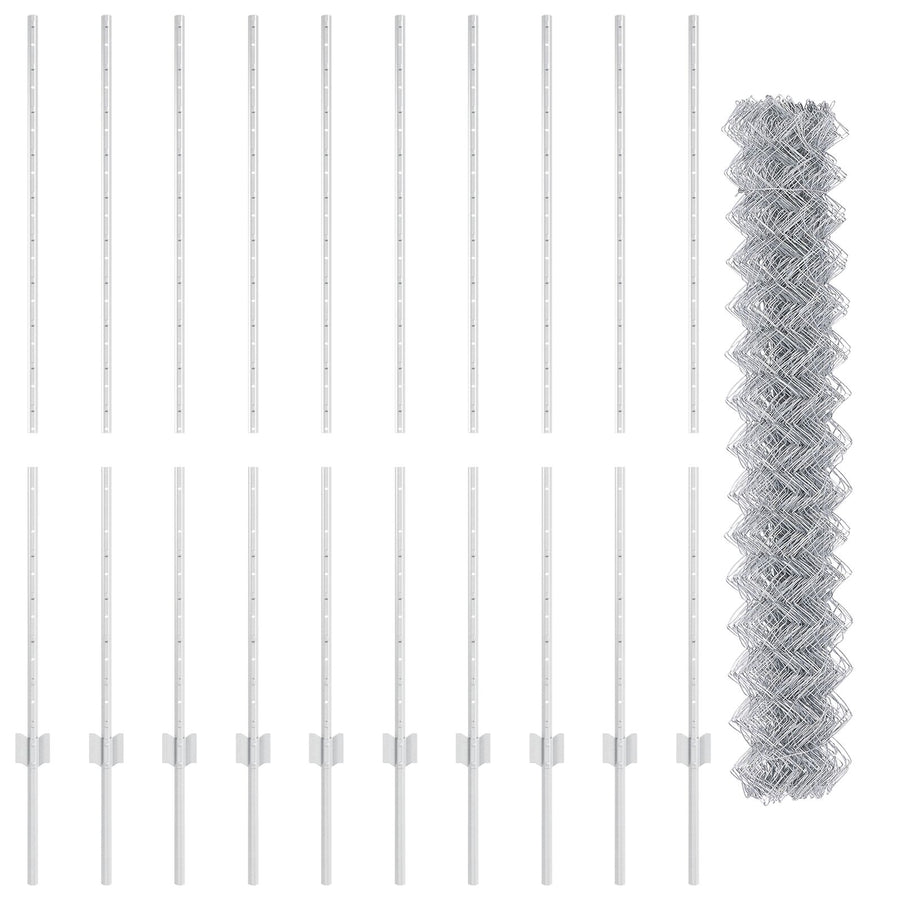 Kettingschutting Met 20 U-Palen Zilver 1.4X10 M Staal