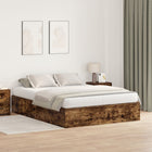 Storage Bed Frame Smoked Oak 140 x 190 cm Engineered Wood