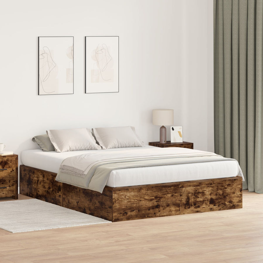 Opbergbedframe Gerookt Eiken 140 x 190 cm