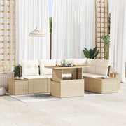 Tuinset 5 personen riet beige