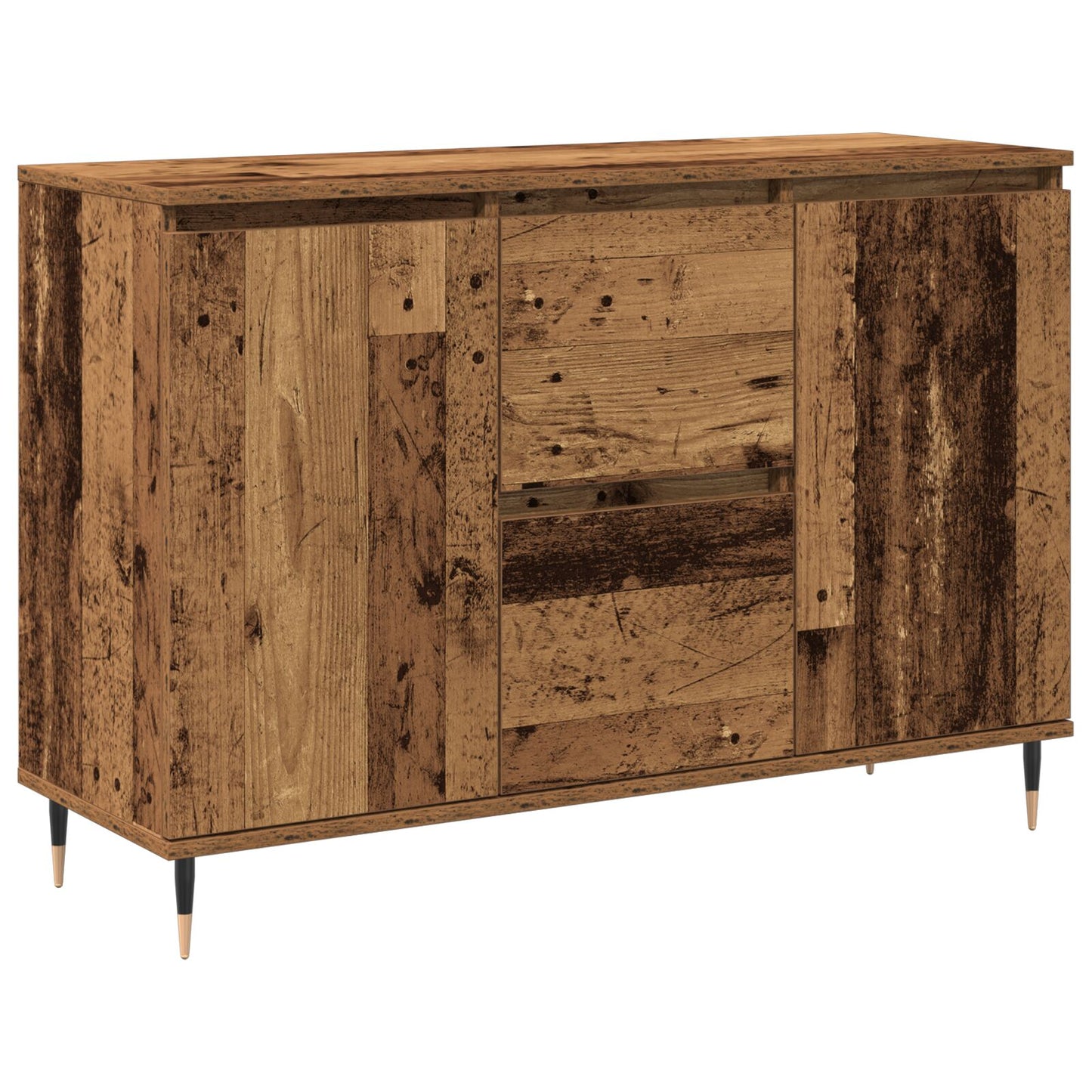 Dressoir Met Deuren & Lades Oud Hout 101,5X35X70 Cm