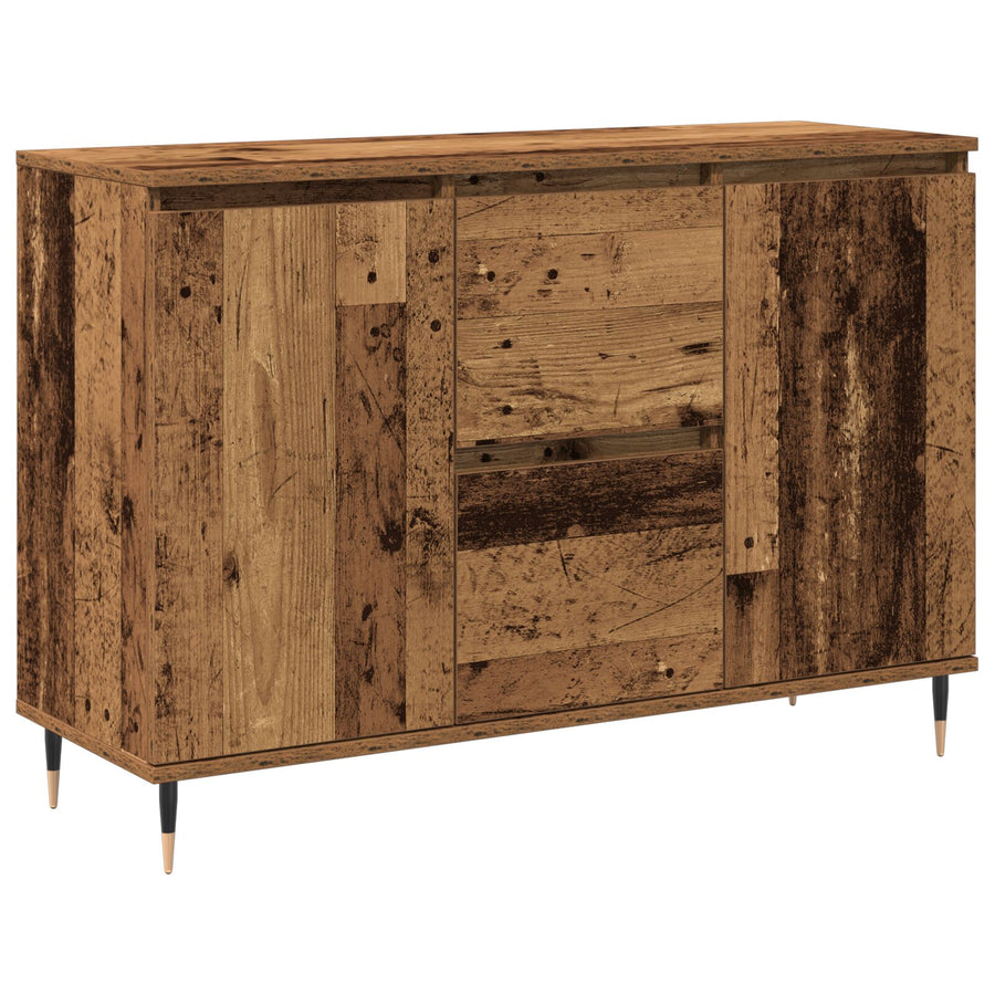 Dressoir Met Deuren & Lades Oud Hout 101,5X35X70 Cm