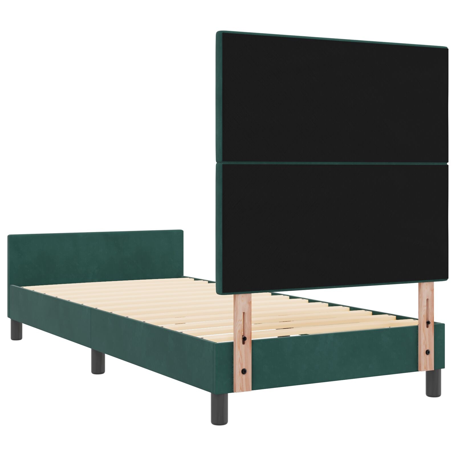 Donkergroen Fluwelen Bedframe 80X200 Cm Crème