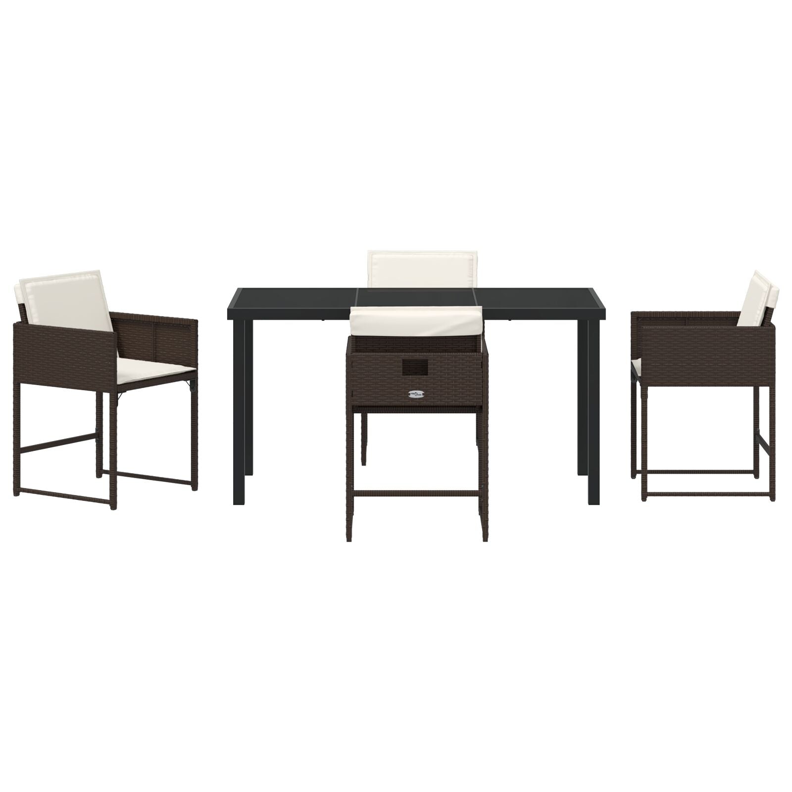 5-Delige Tuin Eetset Met Kussens Bruin Poly Rattan