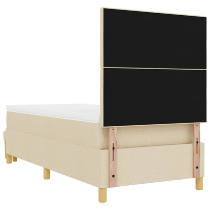 Boxspringbed Met Matras & Bank Stof Crème 90 x 200 cm Knopgepuurd