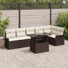 7-Delige Tuin Sofa Set Met Kussens Bruin Poly Rattan