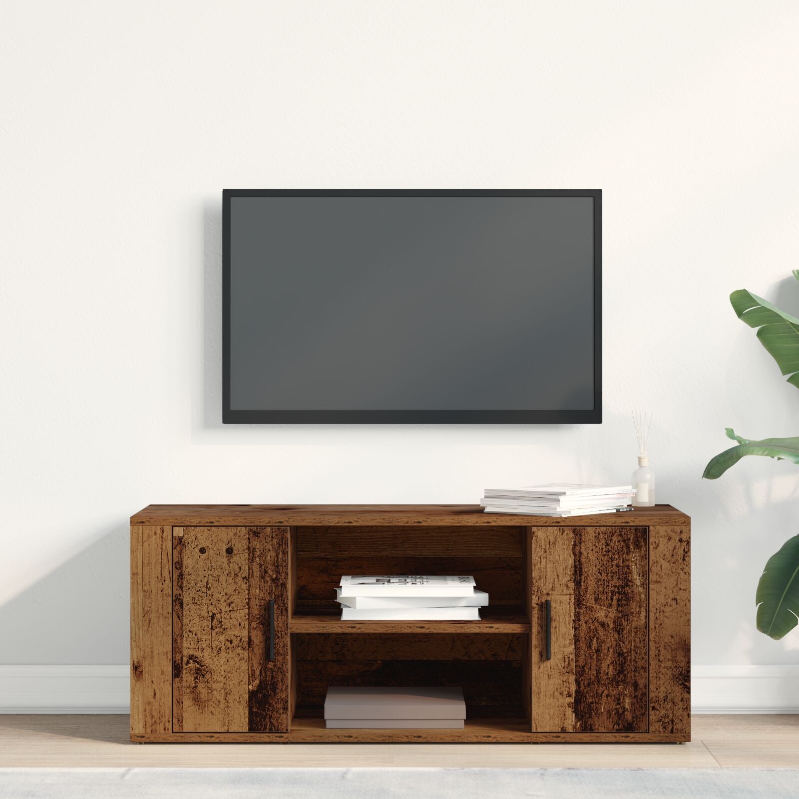 Tv-Kast Oud Hout 100X35X40 Cm Engineered Wood Oude hout