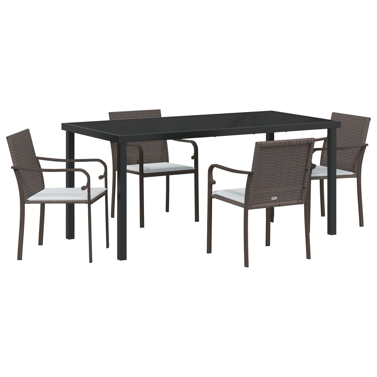 5-Delige Tuinstel Met Kussens Poly Rattan 4-Zitter Bruin 160 cm