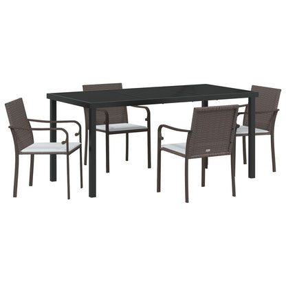 5-Delige Tuinstel Met Kussens Poly Rattan 4-Zitter Bruin 160 cm