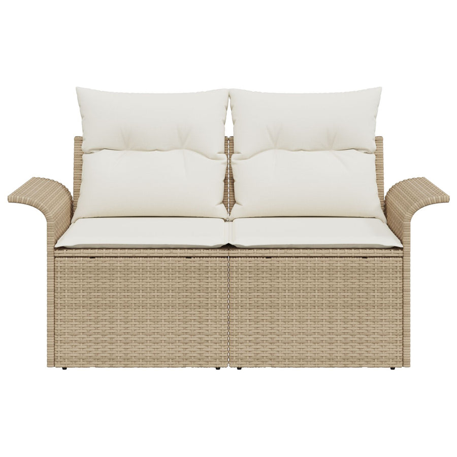 2-Zits Tuinbank Met Kussens Poly Rattan Beige en crème zonder opslag