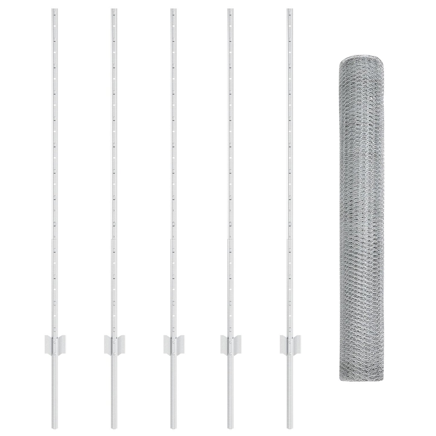 Hekpalen 10 St U-Kanaal 120 Cm Gegalvaniseerd Staal,  Zeshoekig Hek 1,2X10 M Gegalvaniseerd Staal