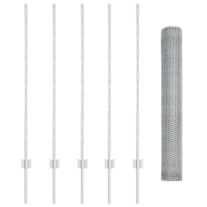 Hekpalen 10 St U-Kanaal 120 Cm Gegalvaniseerd Staal,  Zeshoekig Hek 1,2X10 M Gegalvaniseerd Staal