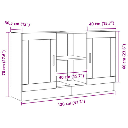 Dressoir Zwart Eiken 120X30,5X70 Cm Gemaakt Van Engineered Hout