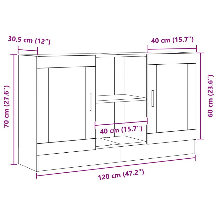 Dressoir Zwart Eiken 120X30,5X70 Cm Gemaakt Van Engineered Hout
