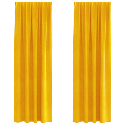 Blackout Gordijnen Met Top Tape 2 Stuks Velours Mosterdgeel 140 x 260 cm met ingenaaid tape
