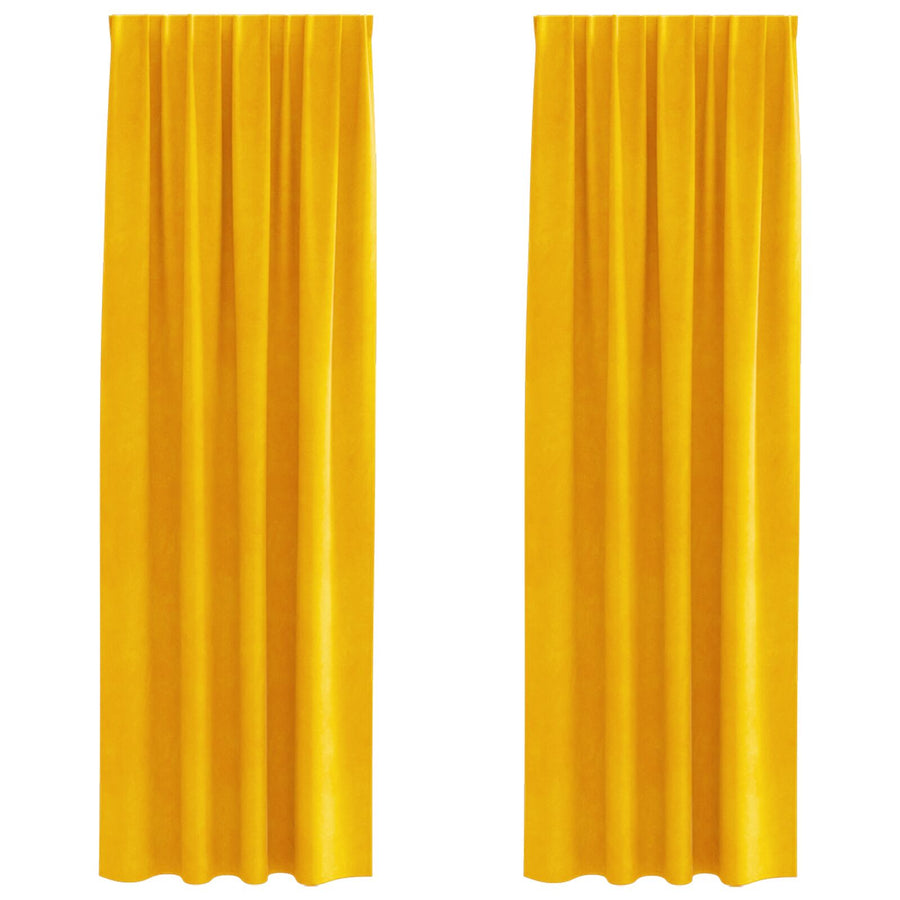 Blackout Gordijnen Met Top Tape 2 Stuks Velours Mosterdgeel 140 x 260 cm met ingenaaid tape