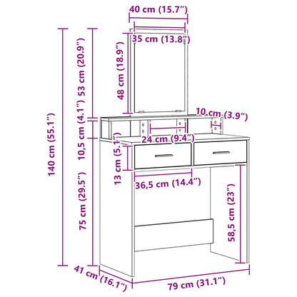 Kaptafel Met Laden Oud Hout 79 x 41 x 140 cm Oude hout