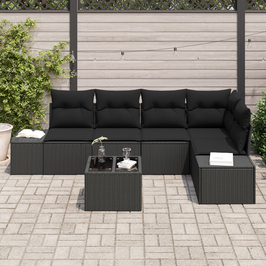 6-Delige Tuin Sofa Set Met Kussens Beige Poly Rattan