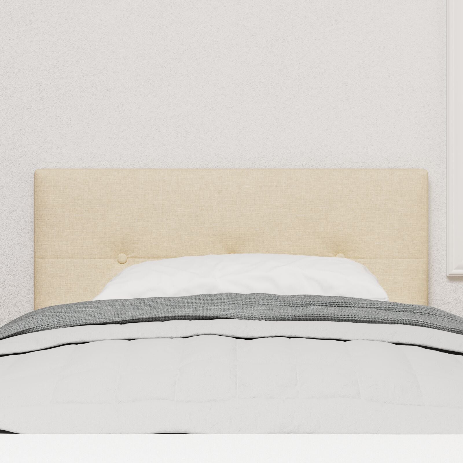 Hoofdbord Met Knopen Tufted Stof Crème 100 cm Laag hoofdbord