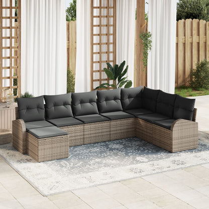8-Delige Tuinbank Set Met Kussens Grijze Poly Rattan