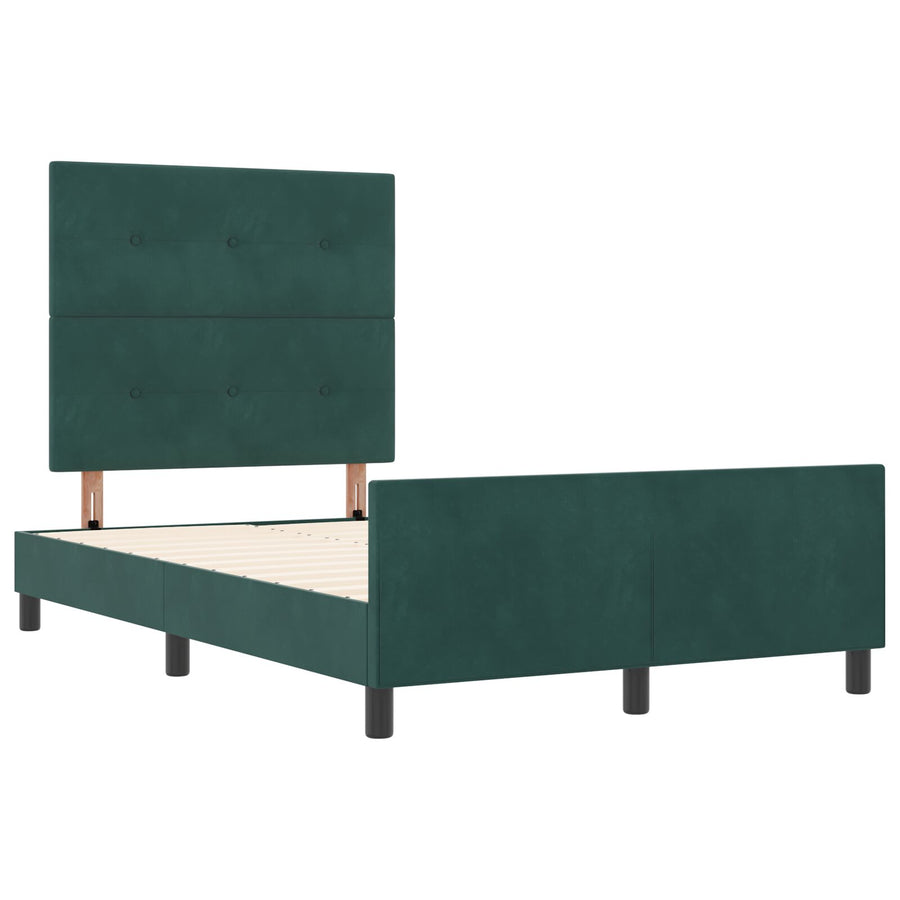 Bed Frame Donkergroen 120X200 Cm Velours Crème