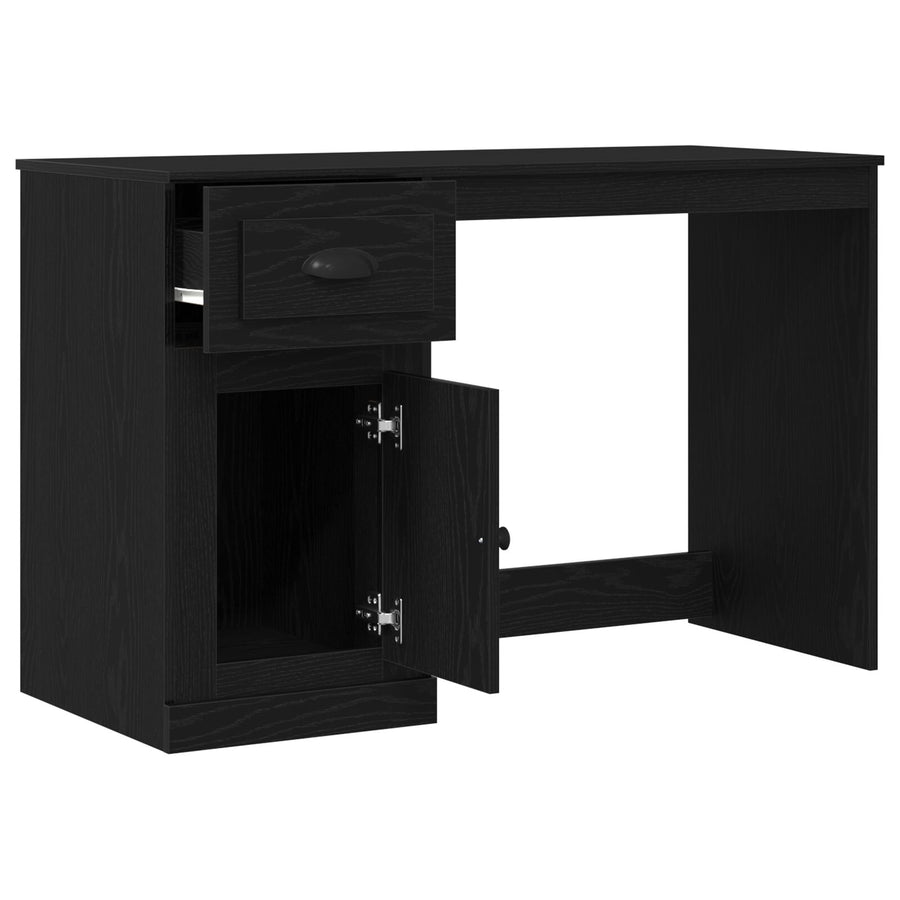 Bureau Met Opslag 50X115X75 Cm Gegutst Hout Zwart eiken