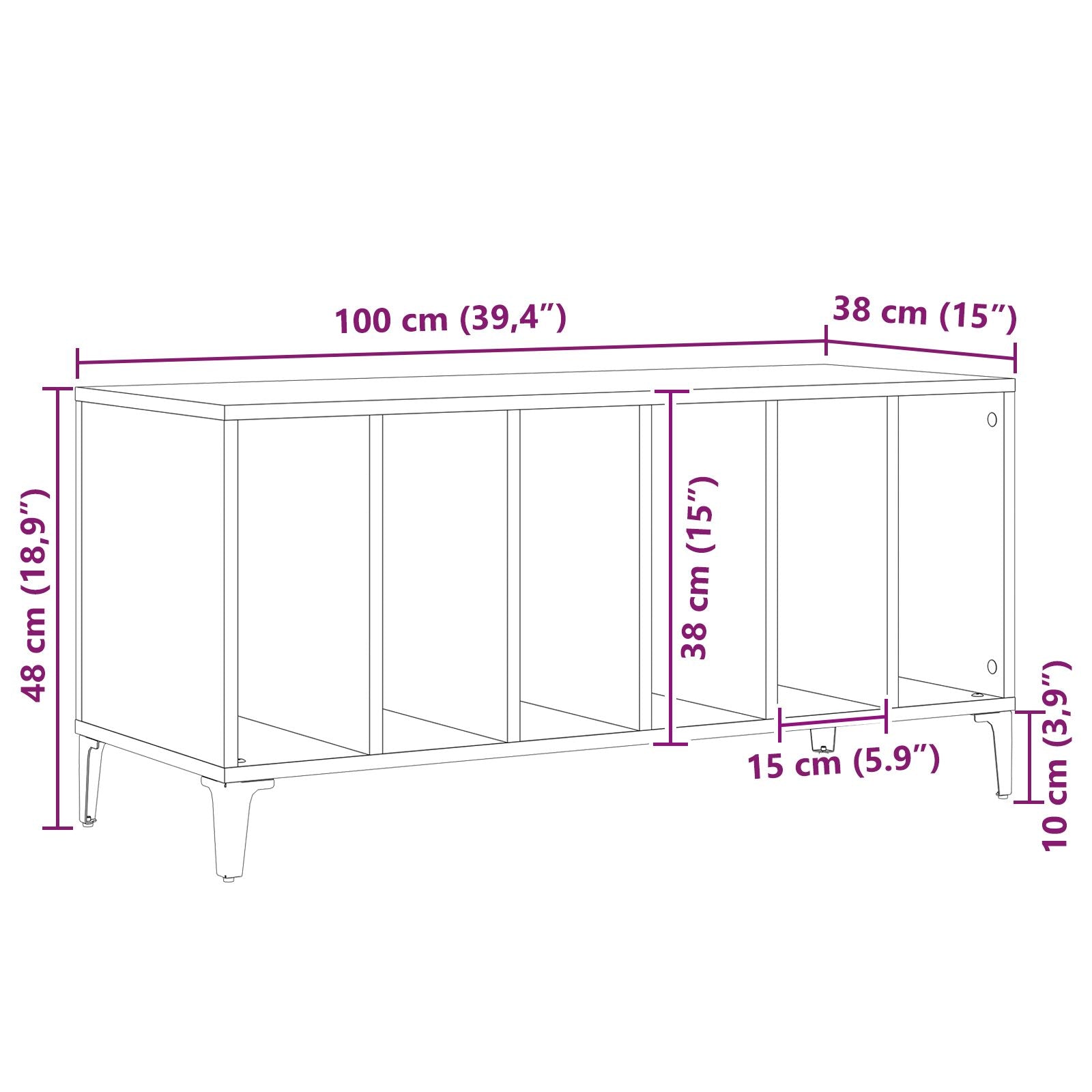 Recordkast - 100X38X48 Cm Gemaakt Van Hout