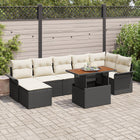 Garden Sofa Set with Cushions 8 pcs Black and Cream poly rattan