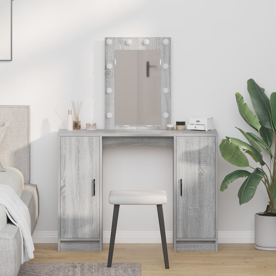 Kaptafel Met Led-Verlichting 102X33X135 Cm Grijs sonoma