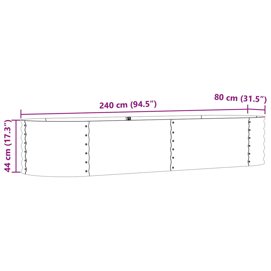Tuin Verhoogd Bed Gegalvaniseerd Staal 240 x 80 x 44 cm Bruin