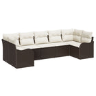 Tuin loungeset poly rattan bruin 6 personen