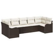 Tuin loungeset poly rattan bruin 6 personen