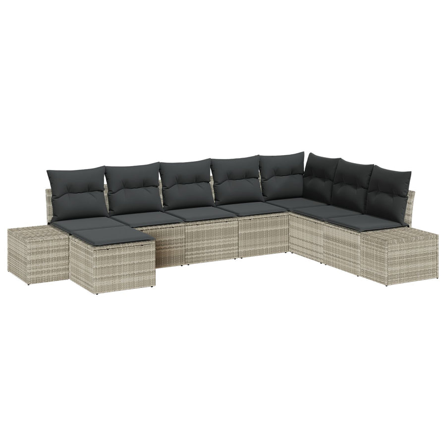 8-Piece Tuin Sofa Set Met Kussens Lichtgrijs Poly Rattan
