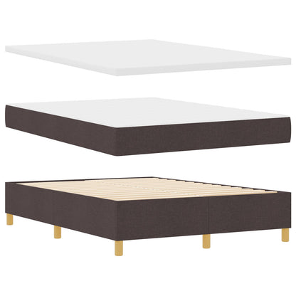 Boxspringbed Met Matras & Bank Stof Donkerbruin 140 x 200 cm Strak ontwerp