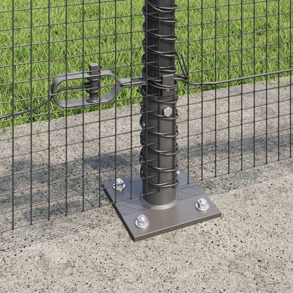 Gelast Draadhek Met 13 Geflansde Palen Grijs 0.5X50 M Staal Gegalvaniseerd Staal