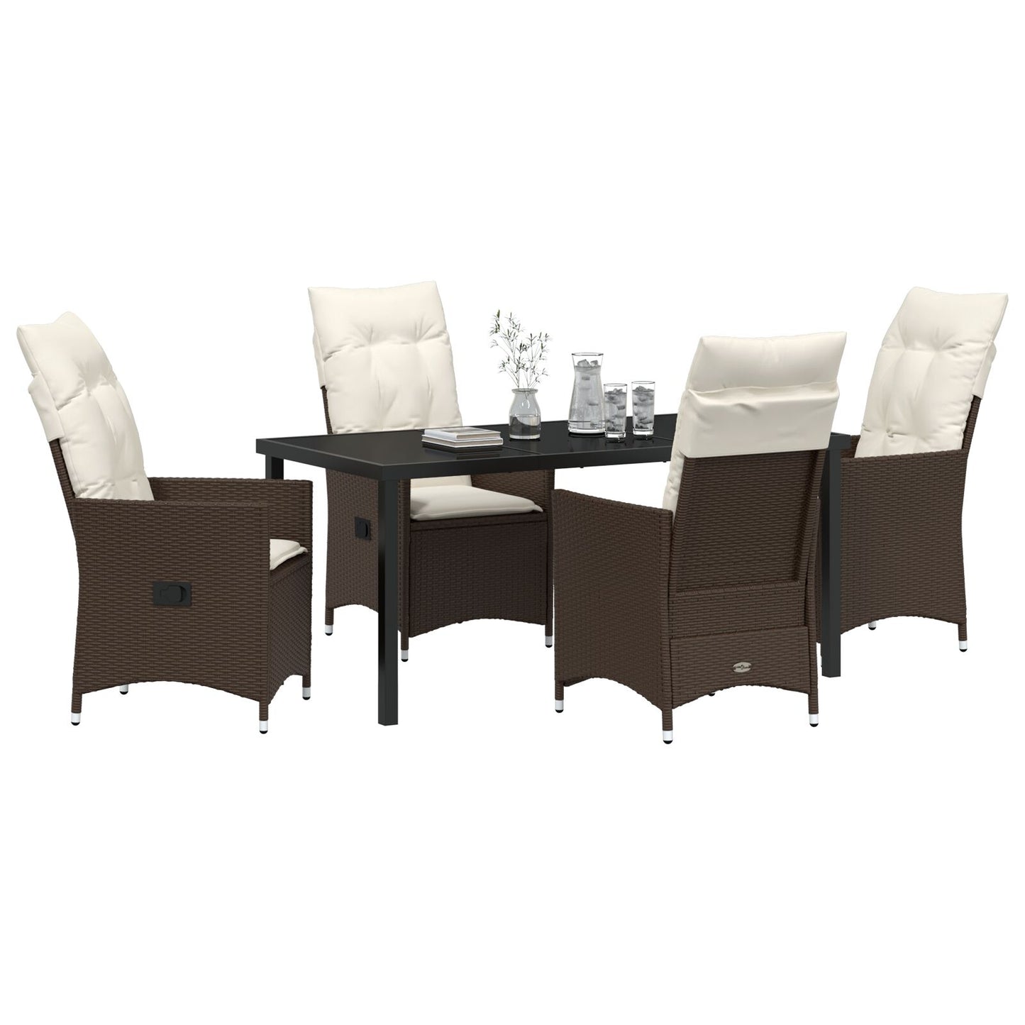 5-Delige Tuinset Met Kussens Bruin Poly Rattan