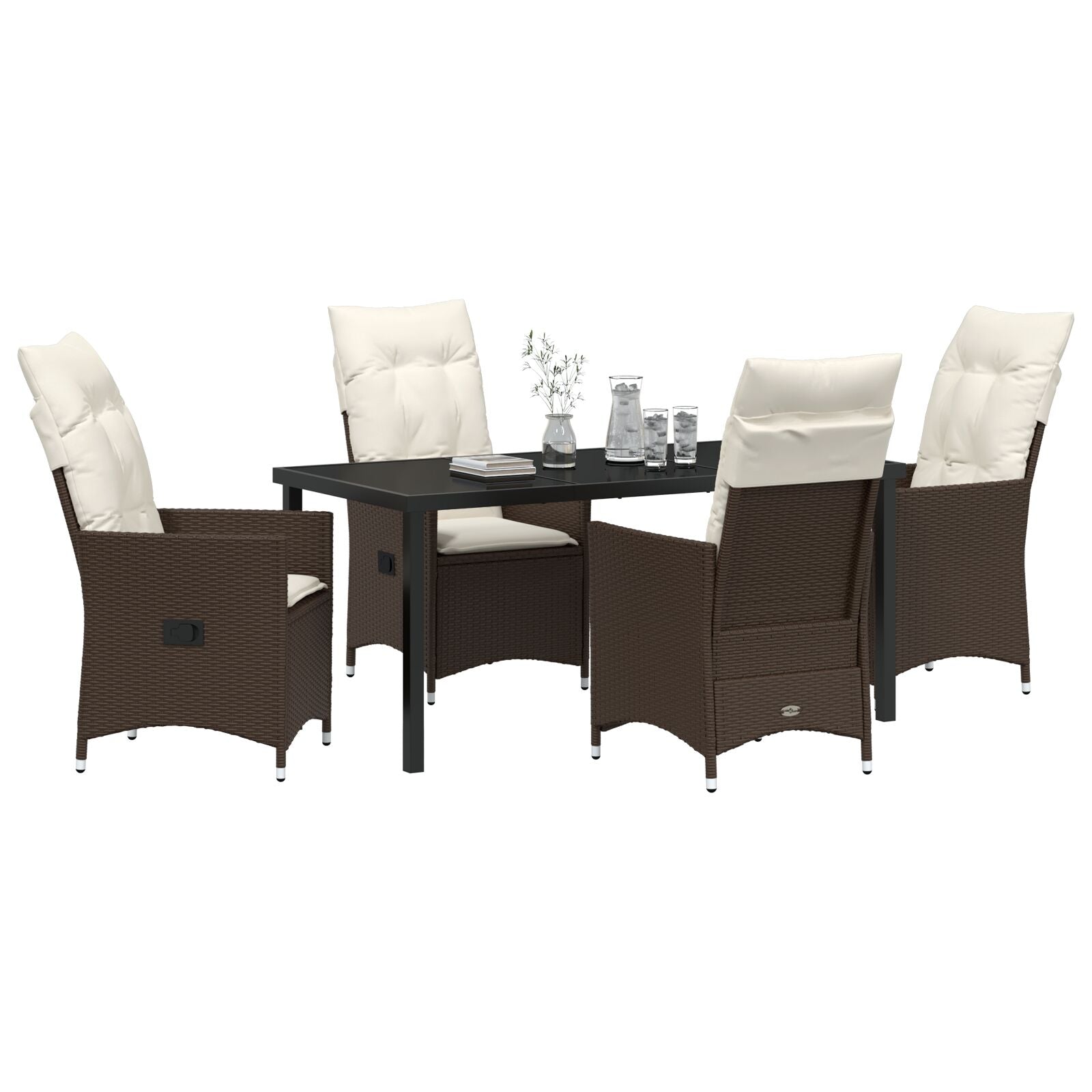 5-Delige Tuinset Met Kussens Bruin Poly Rattan