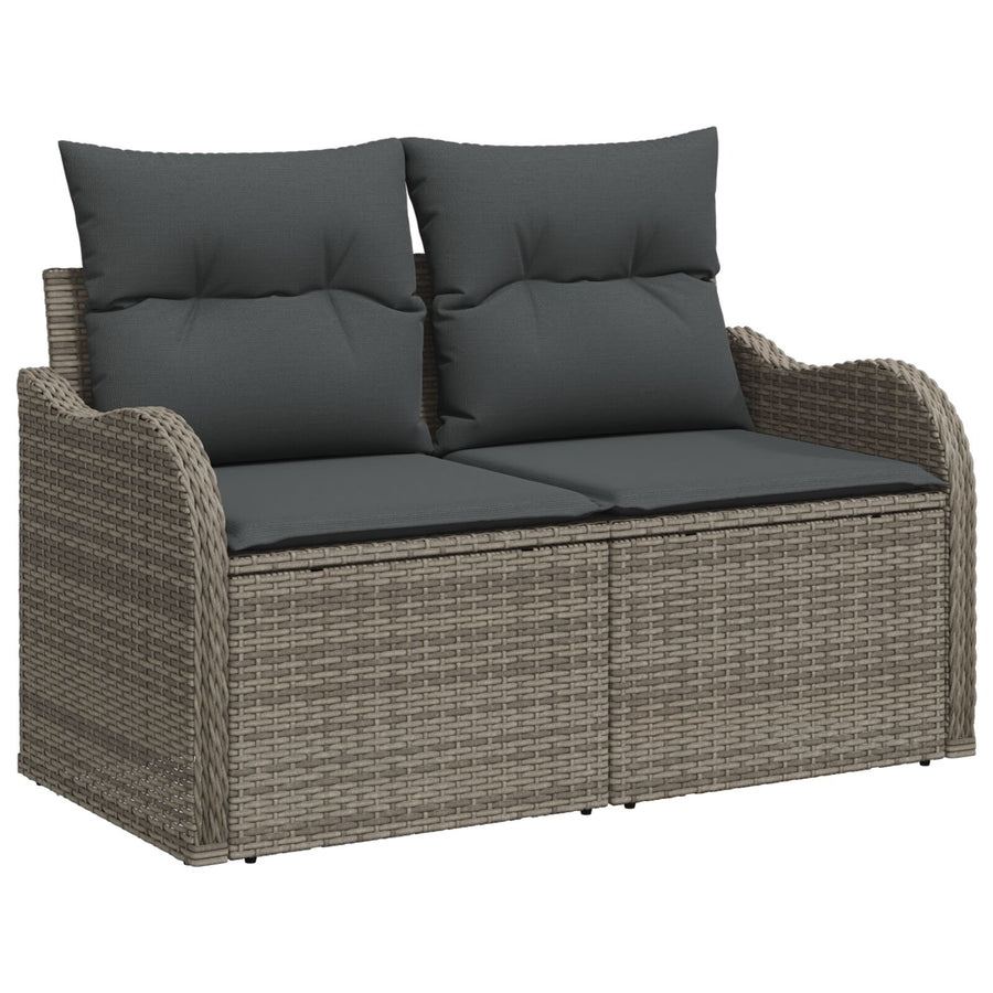 2-Persoons Tuinbank Met Opbergruimte & Kussens Poly Rattan Grijs met opslag