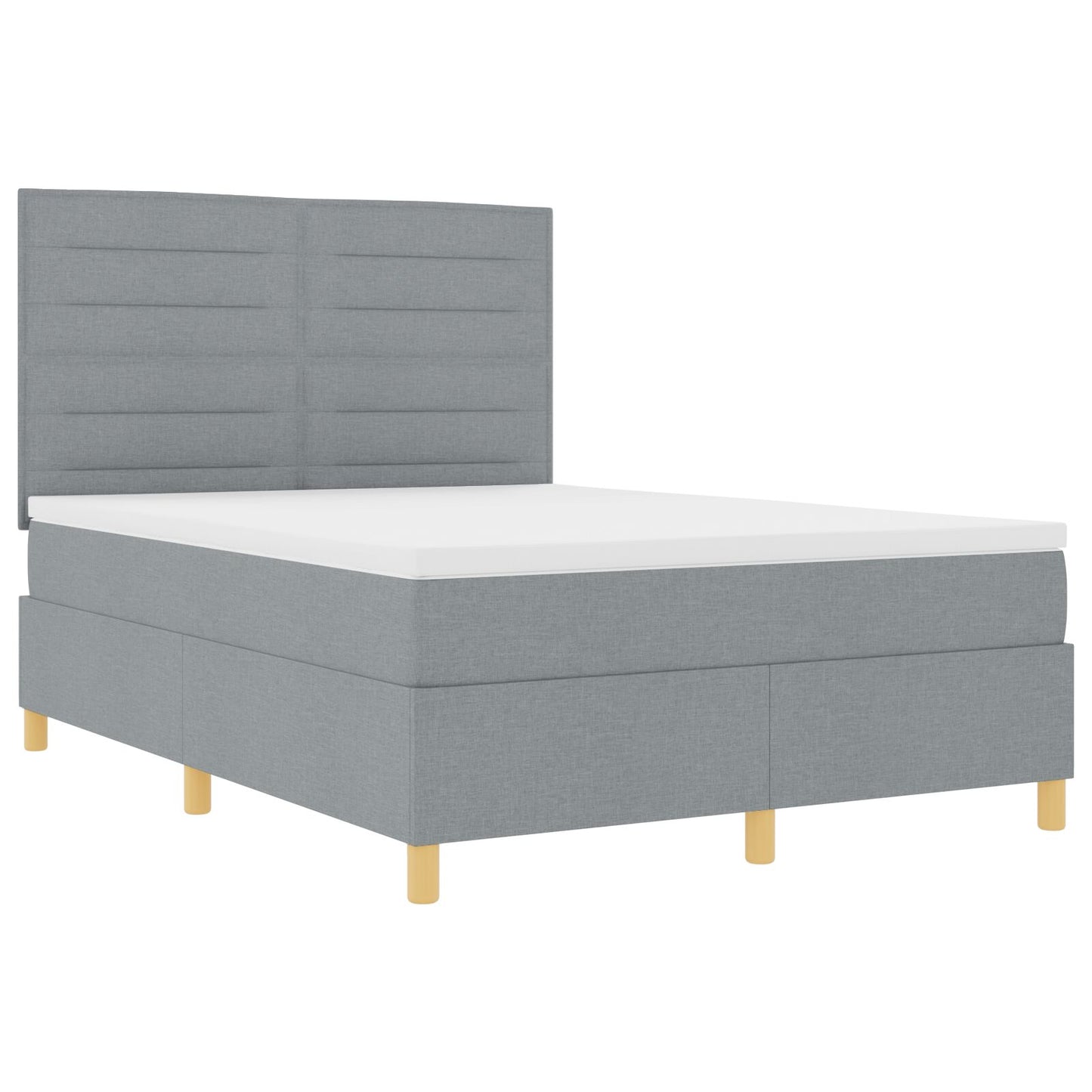 Boxspring Bed Met Matras Lichtgrijs 160X200 Cm Stof Blauw