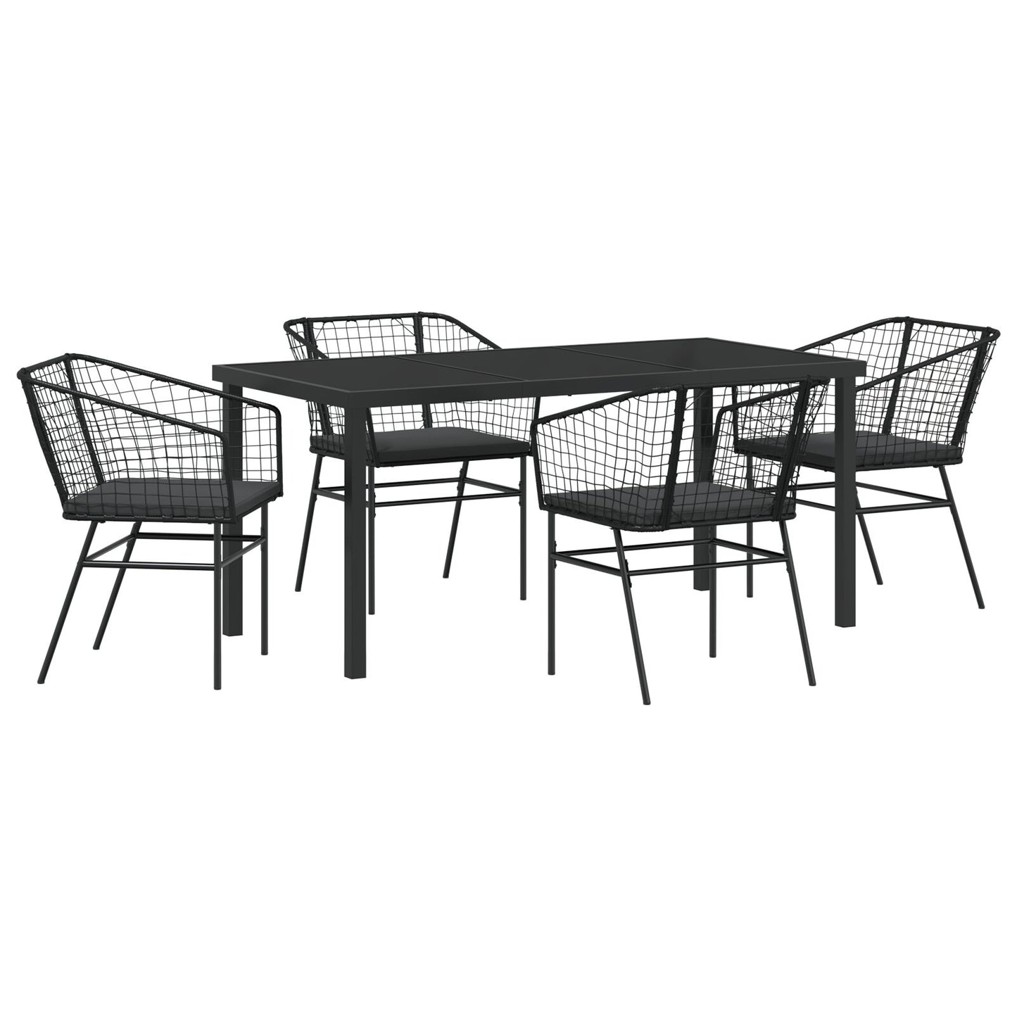 Set Van 3 Zwart Pe Rattan, Gepoedercoat Staal Middel Duurzaam