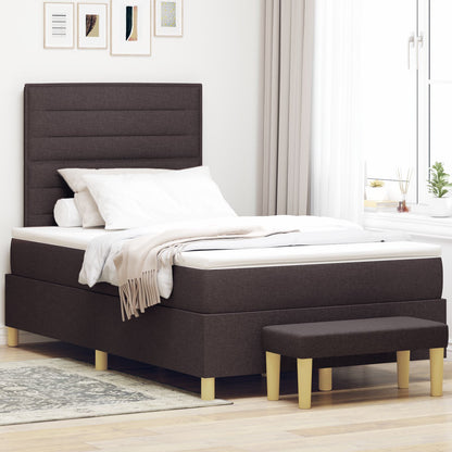 Boxspring Bed Met Matras & Bank Stof Donkerbruin 120 x 200 cm Lijnen design