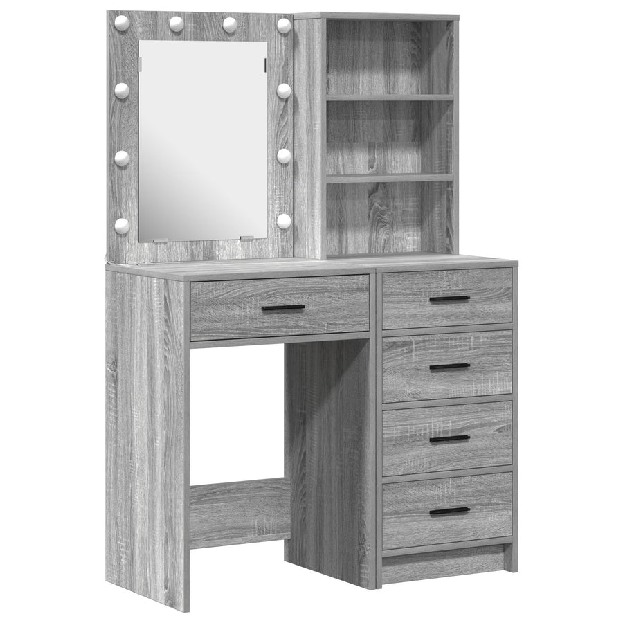 2-Delige Kaptafelset Met Led Grijs Sonoma Gefabriceerd Hout