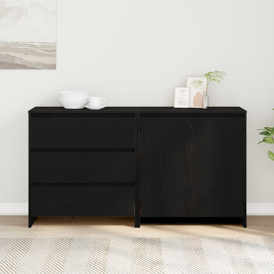 2-Delige Dressoirs In Zwart Eiken Hout